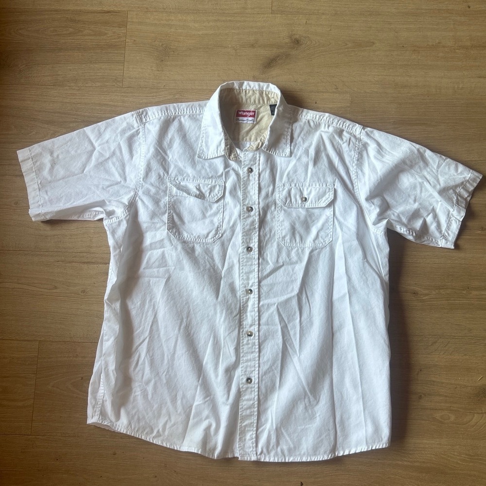 Wrangler Mens White Cotton Short Sleeve Button Down Shirt HSB1AWW XL Workwear